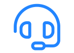 Blue headset with microphone icon