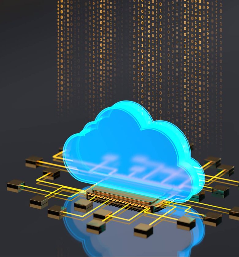 Cloud computing concept depicted with cloud symbol